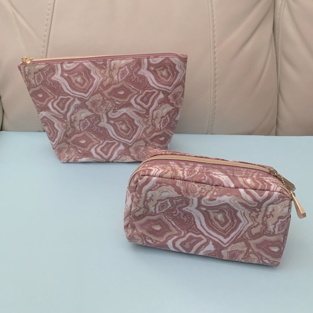 Cosmetic bags set rose & crème color